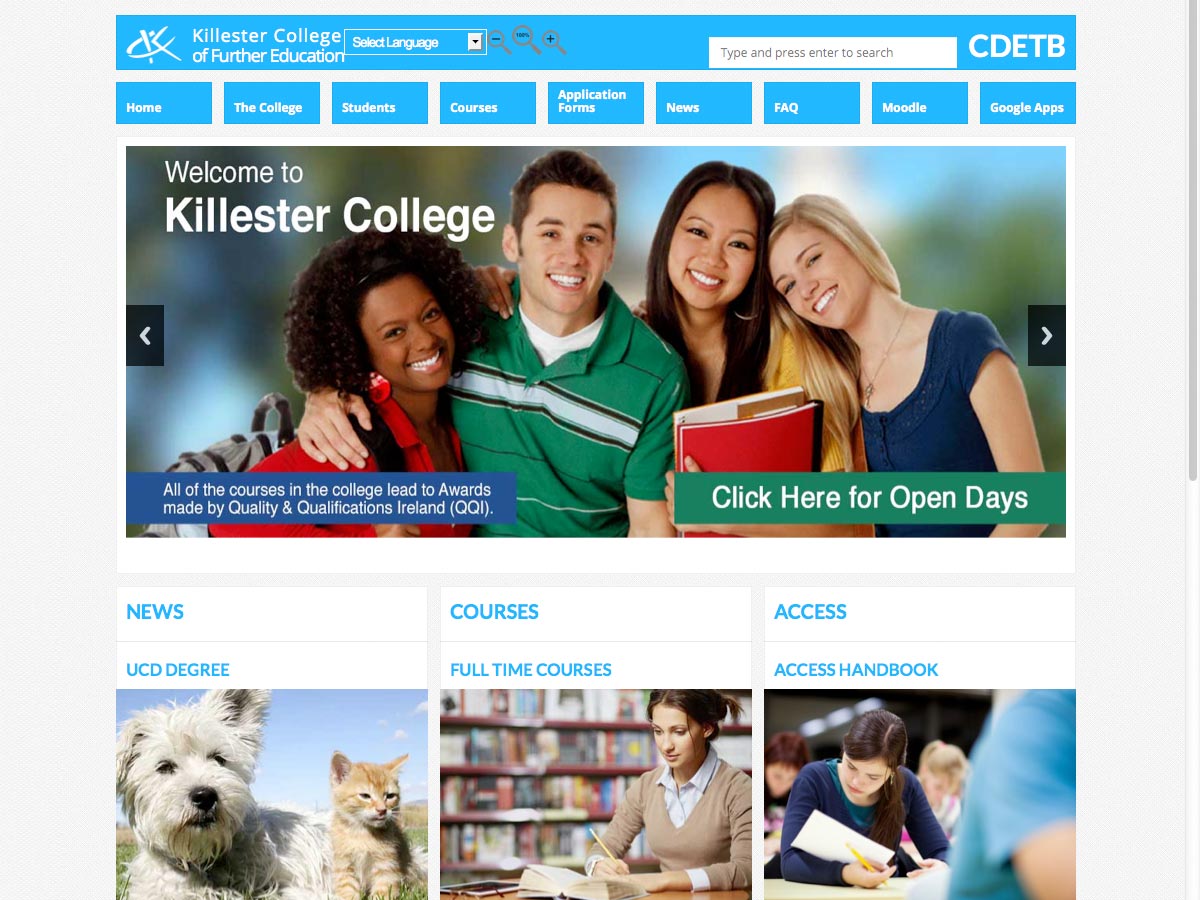 Killester College homepage image